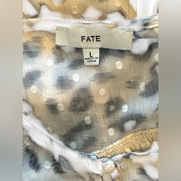 Fate Cheetah Printed Ruffle Dress Lined Long Sleeve Size Large - Picture 7 of 8